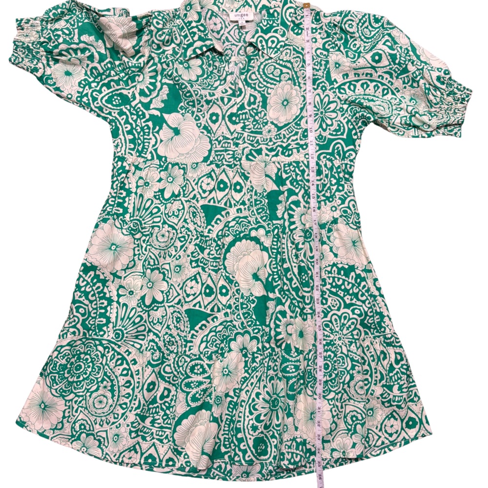 Umgee Boho Cream and Green Floral Paisley Print Secret Garden Dress - Picture 8 of 9